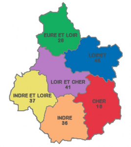 Les départements de l'académie Orléans-Tours